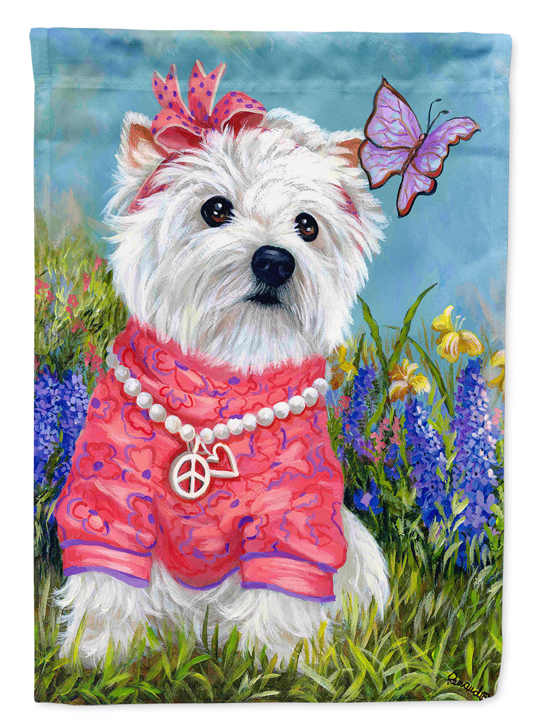 Westie Springtime Flag Canvas House Size PPP3132CHF