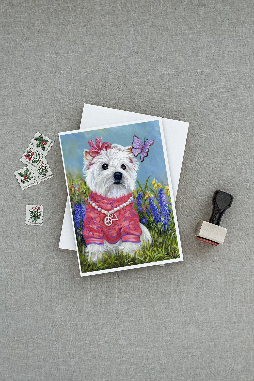 Westie Springtime Greeting Cards and Envelopes Pack of 8 - the-store.com