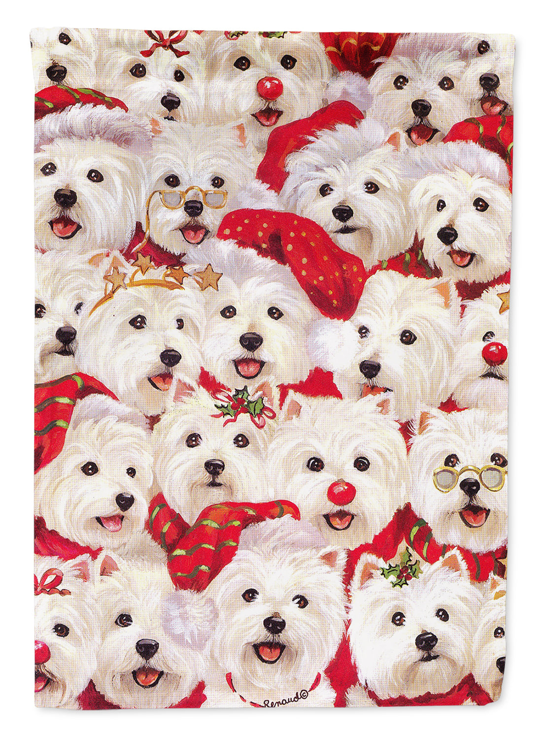 Westie Christmas a Plenty Flag Canvas House Size PPP3133CHF  the-store.com.