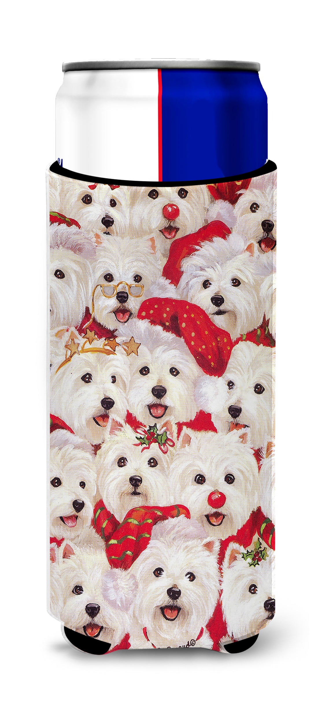 Westie Christmas a Plenty Ultra Hugger for slim cans PPP3133MUK  the-store.com.