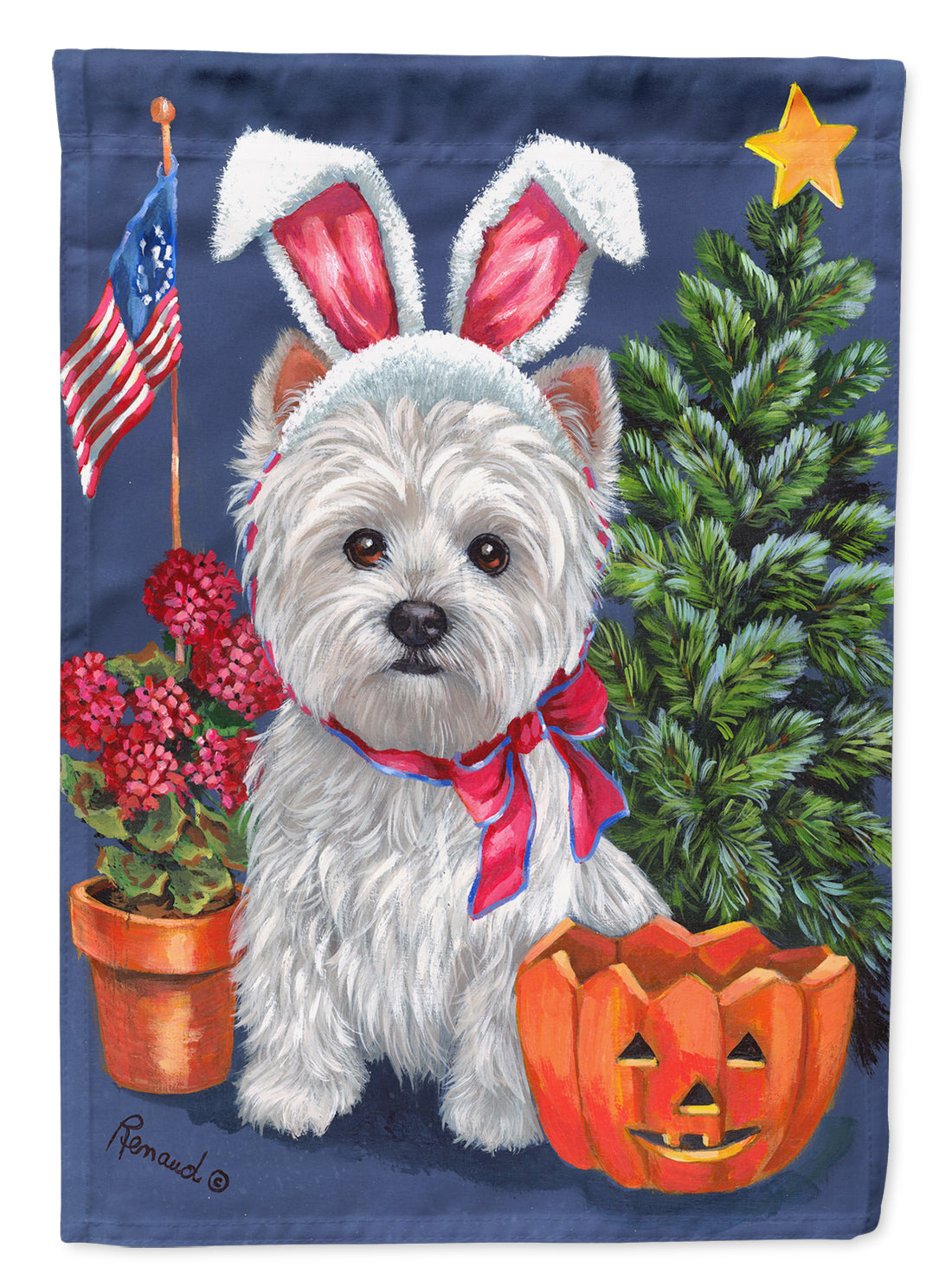 Westie for All Seasons Flag Canvas House Size PPP3137CHF  the-store.com.