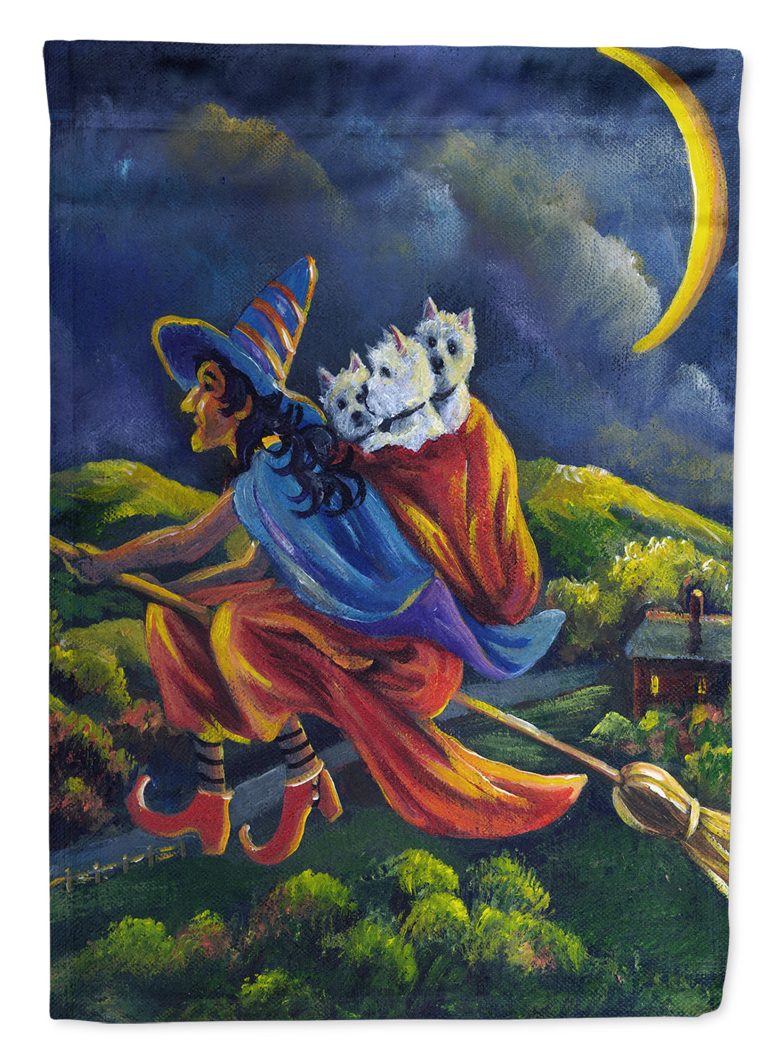 Westie Halloween Witch Flag Canvas House Size PPP3139CHF  the-store.com.