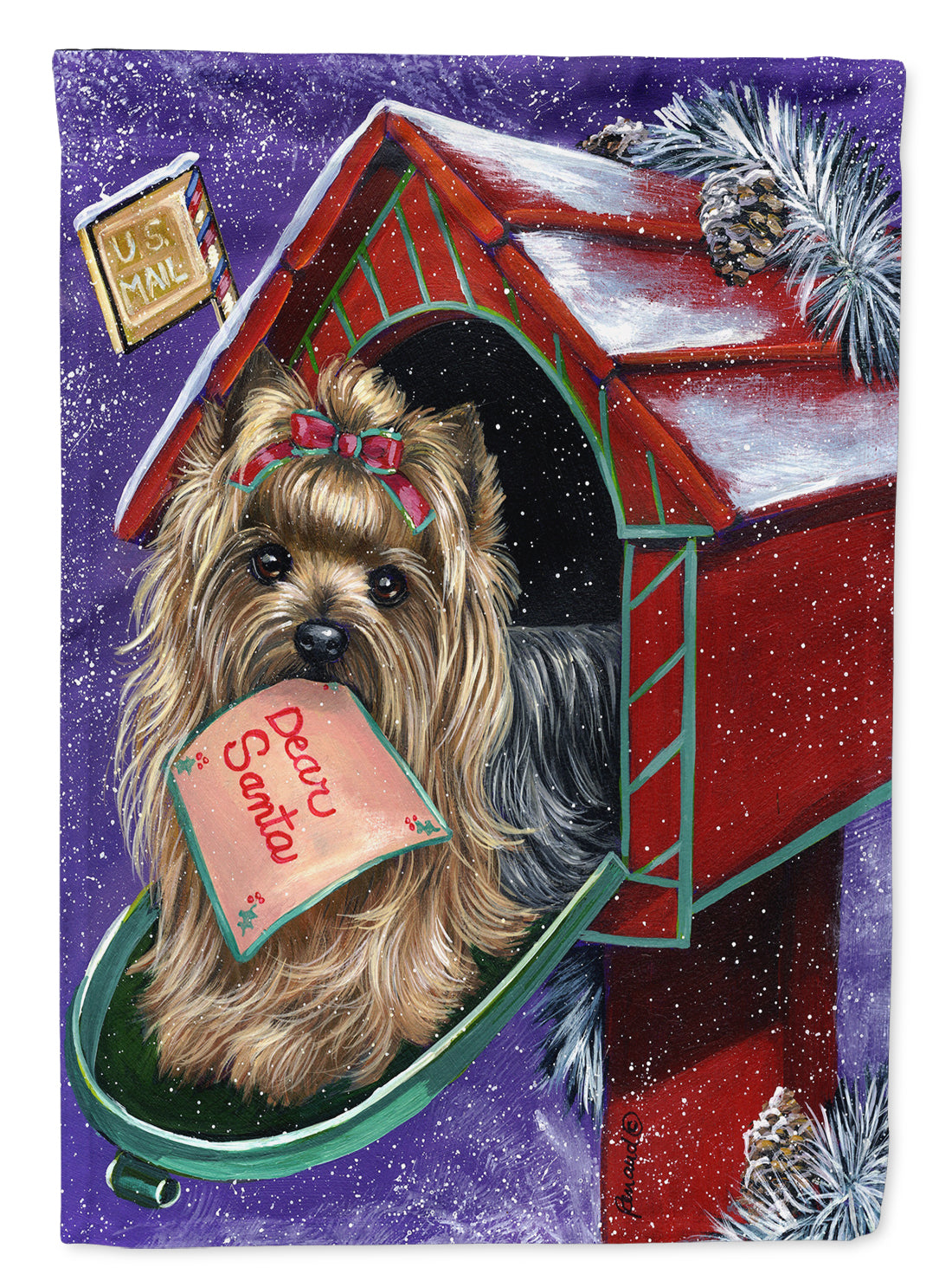 Yorkie Christmas Letter to Santa Flag Canvas House Size PPP3140CHF  the-store.com.
