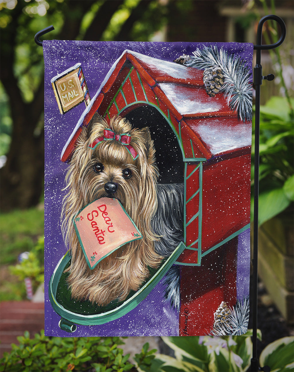 Yorkie Christmas Letter to Santa Flag Garden Size PPP3140GF  the-store.com.