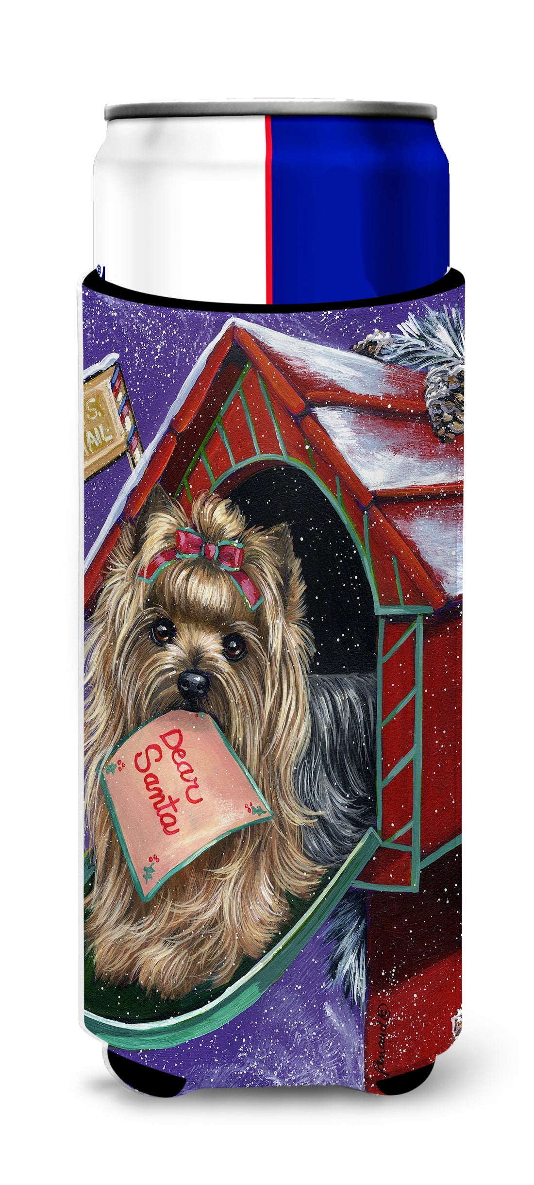Yorkie Christmas Letter to Santa Ultra Hugger for slim cans PPP3140MUK  the-store.com.