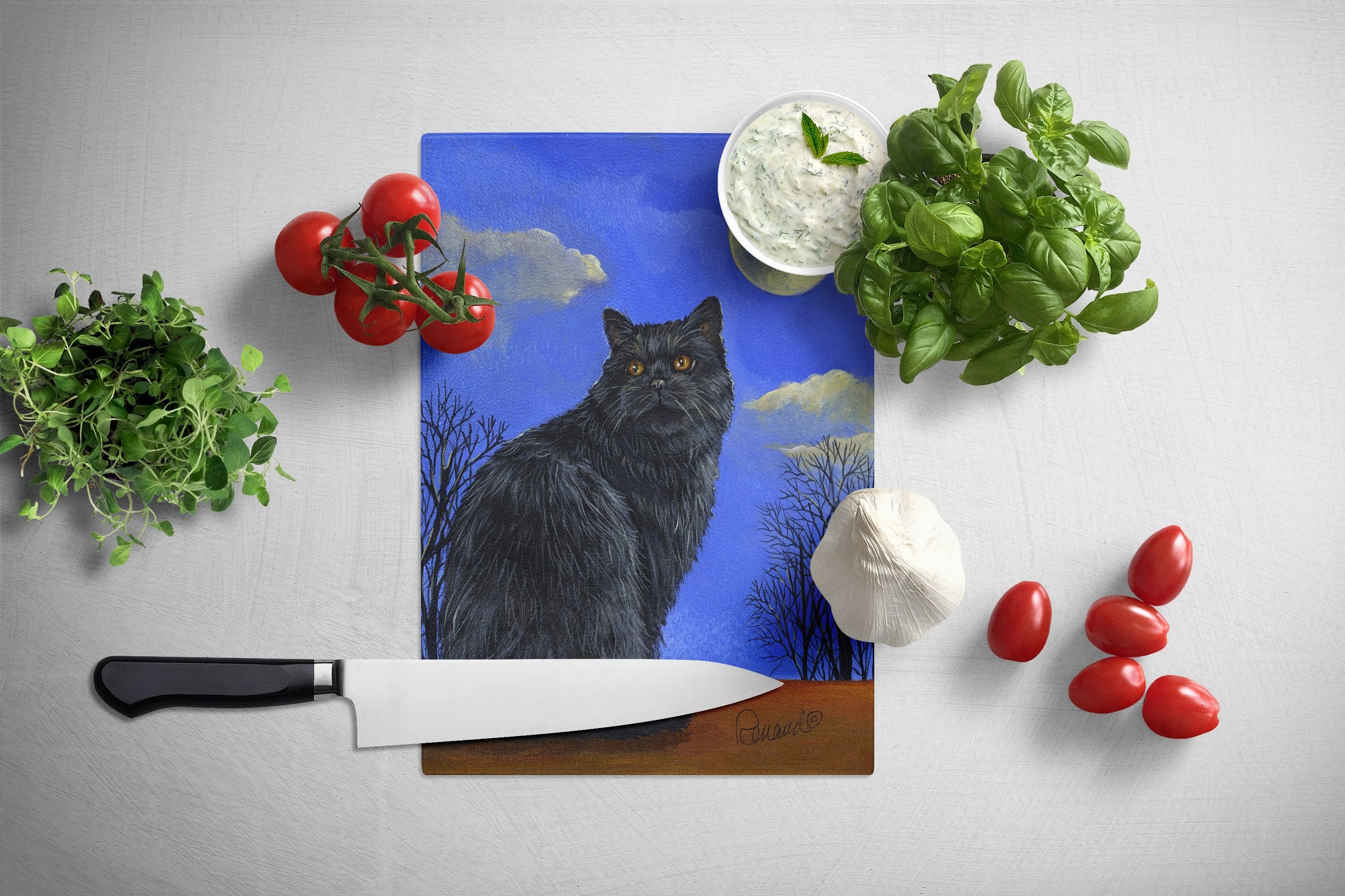 Black Cat Hocus Pocus Halloween Glass Cutting Board Large PPP3142LCB by Caroline's Treasures