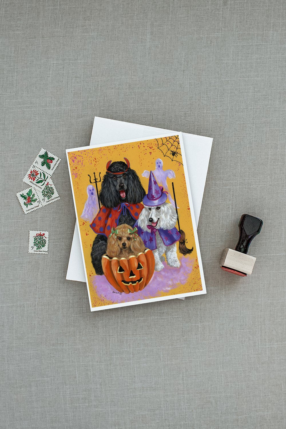Poodle Halloween Greeting Cards and Envelopes Pack of 8 - the-store.com