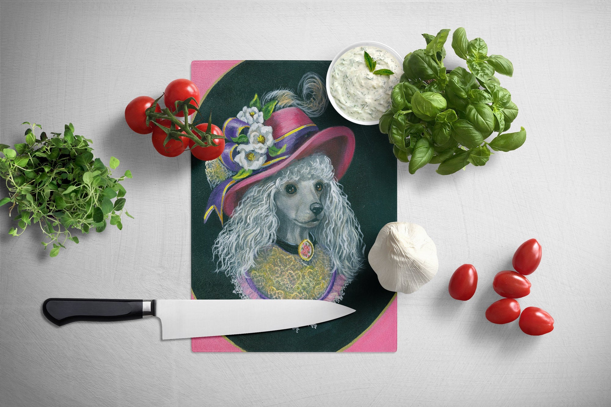 Poodle Lady Alexandria Glass Cutting Board Large PPP3148LCB by Caroline's Treasures