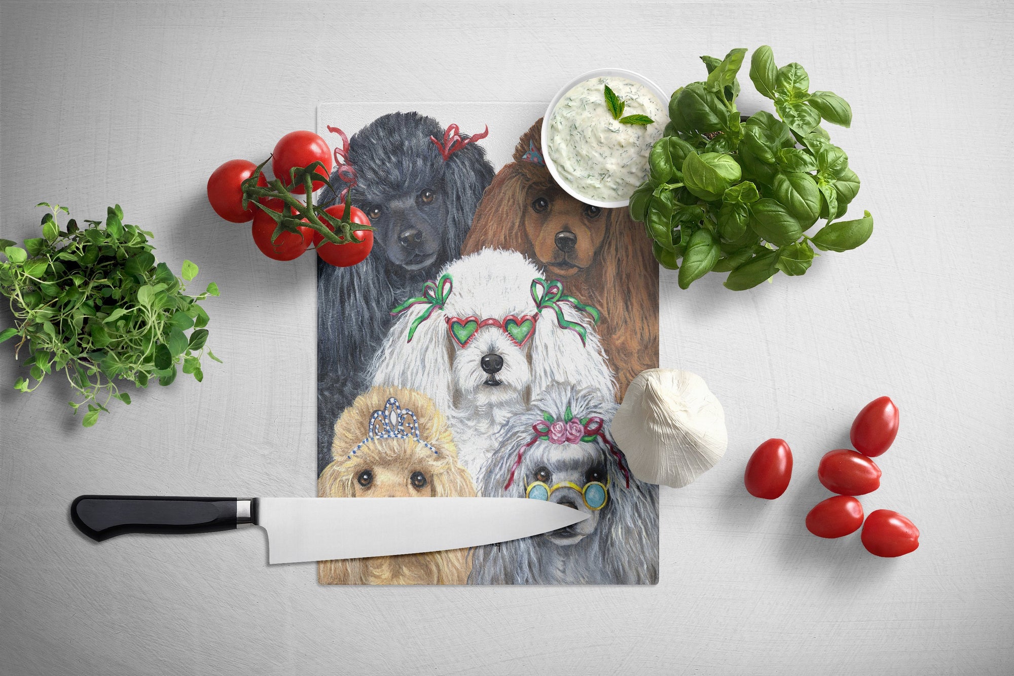 Poodle Oodles Glass Cutting Board Large PPP3149LCB by Caroline's Treasures