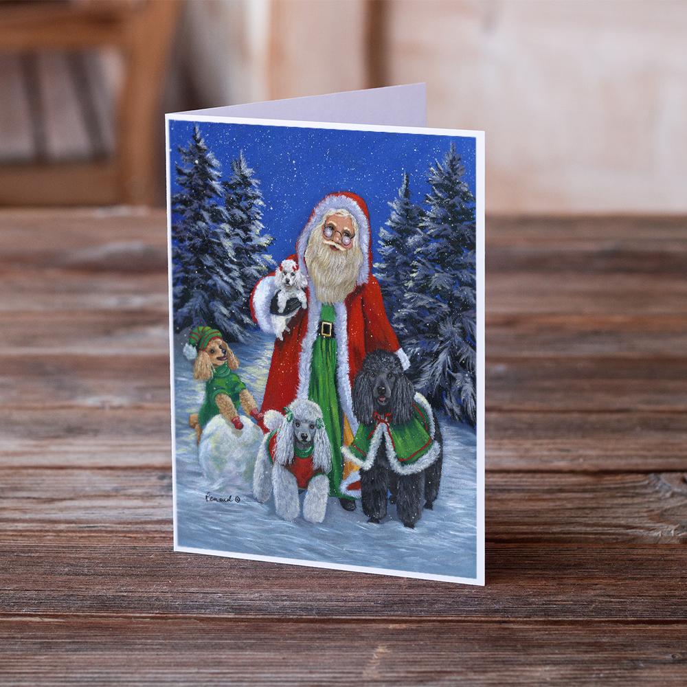Poodle Christmas Santa Greeting Cards and Envelopes Pack of 8 - the-store.com