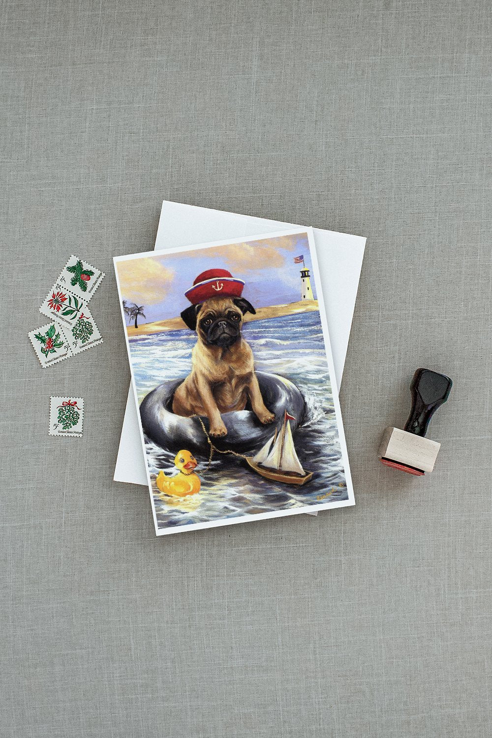 Pug Ahoy Sailor Greeting Cards and Envelopes Pack of 8 - the-store.com