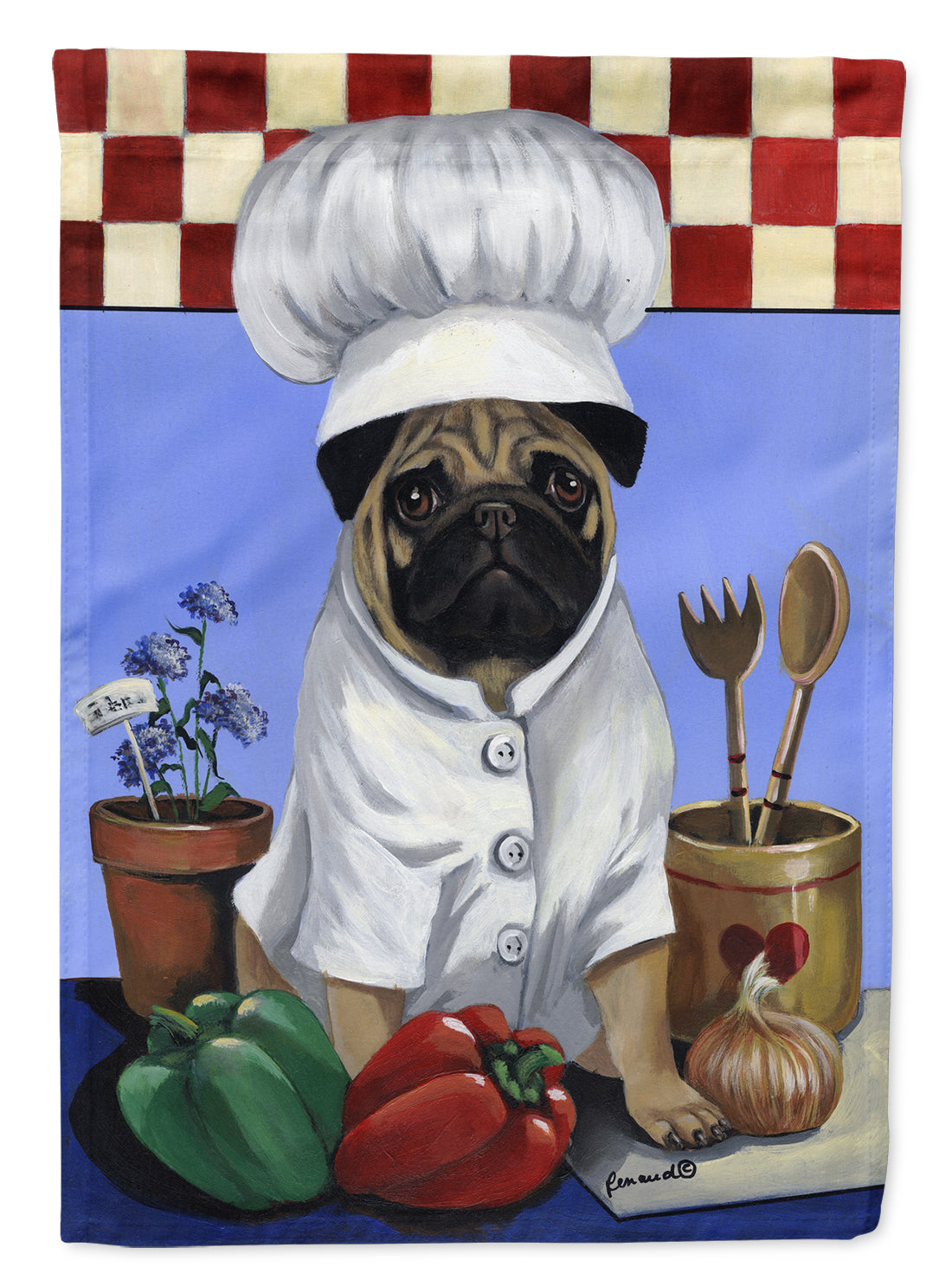Pug Veggie Chef Flag Canvas House Size PPP3155CHF