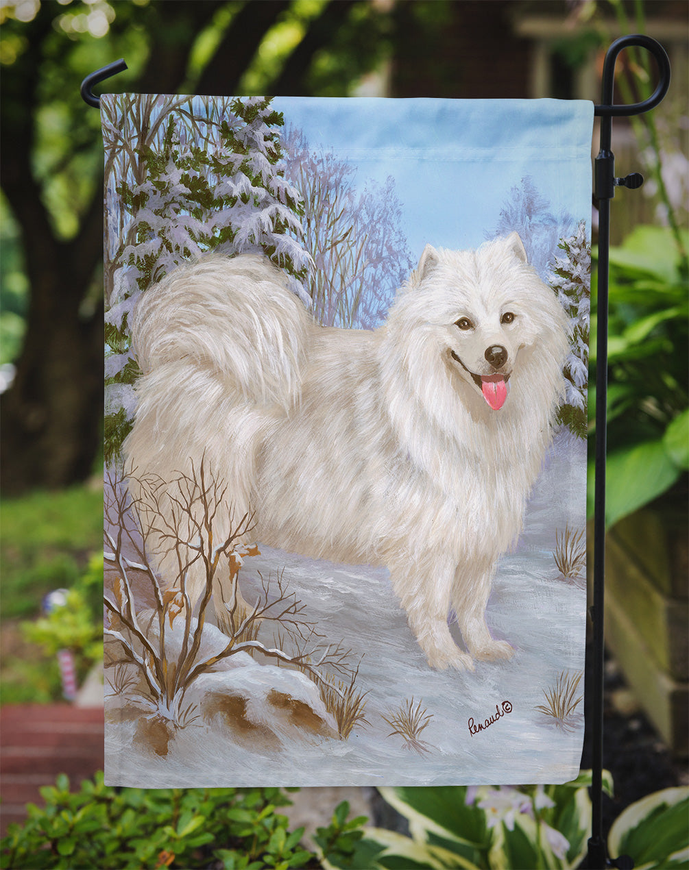 Samoyed Happiness Flag Garden Size PPP3157GF  the-store.com.