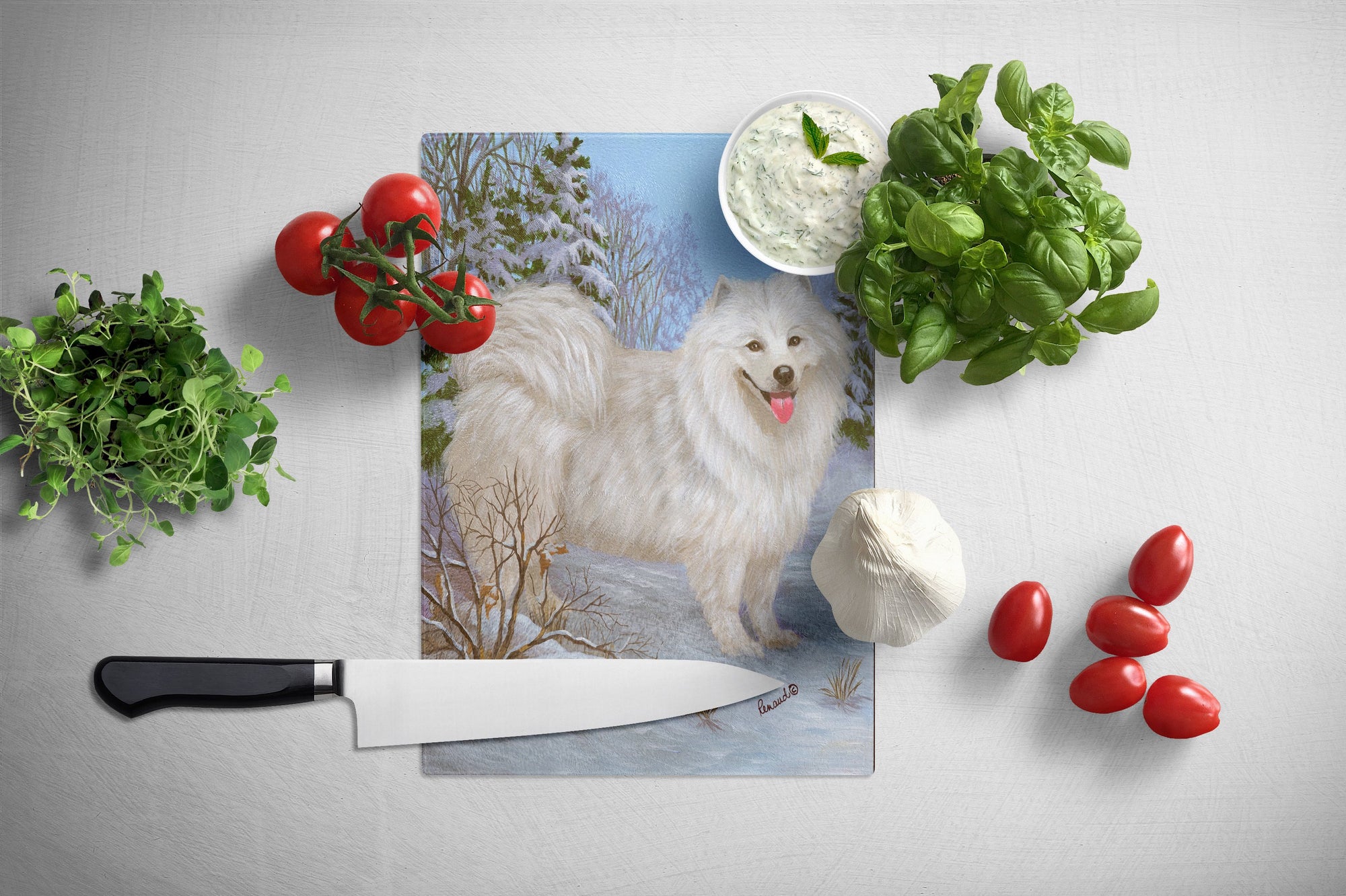 Samoyed Happiness Glass Cutting Board Large PPP3157LCB by Caroline's Treasures