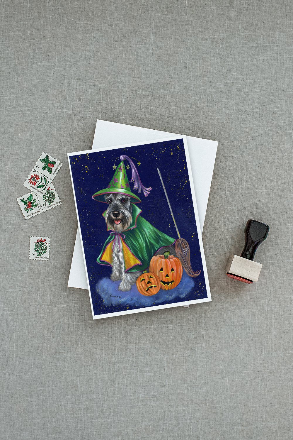 Schnauzer Halloween Good Witch Greeting Cards and Envelopes Pack of 8 - the-store.com