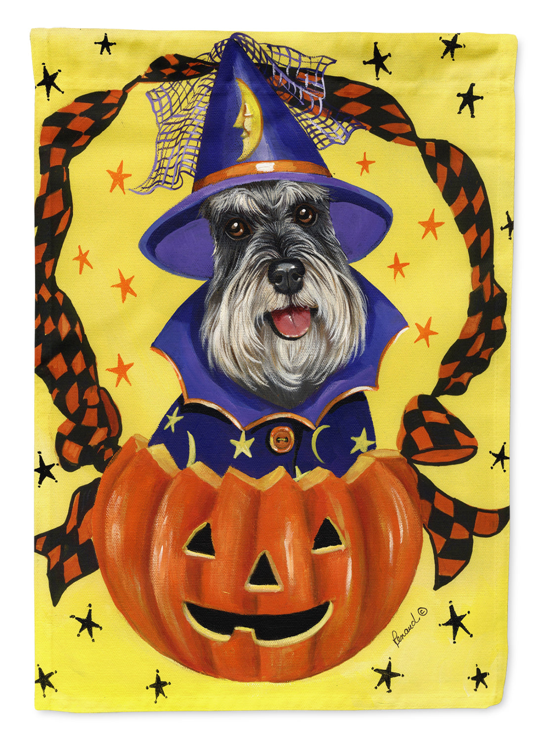 Schnauzer Halloween Flag Canvas House Size PPP3161CHF  the-store.com.