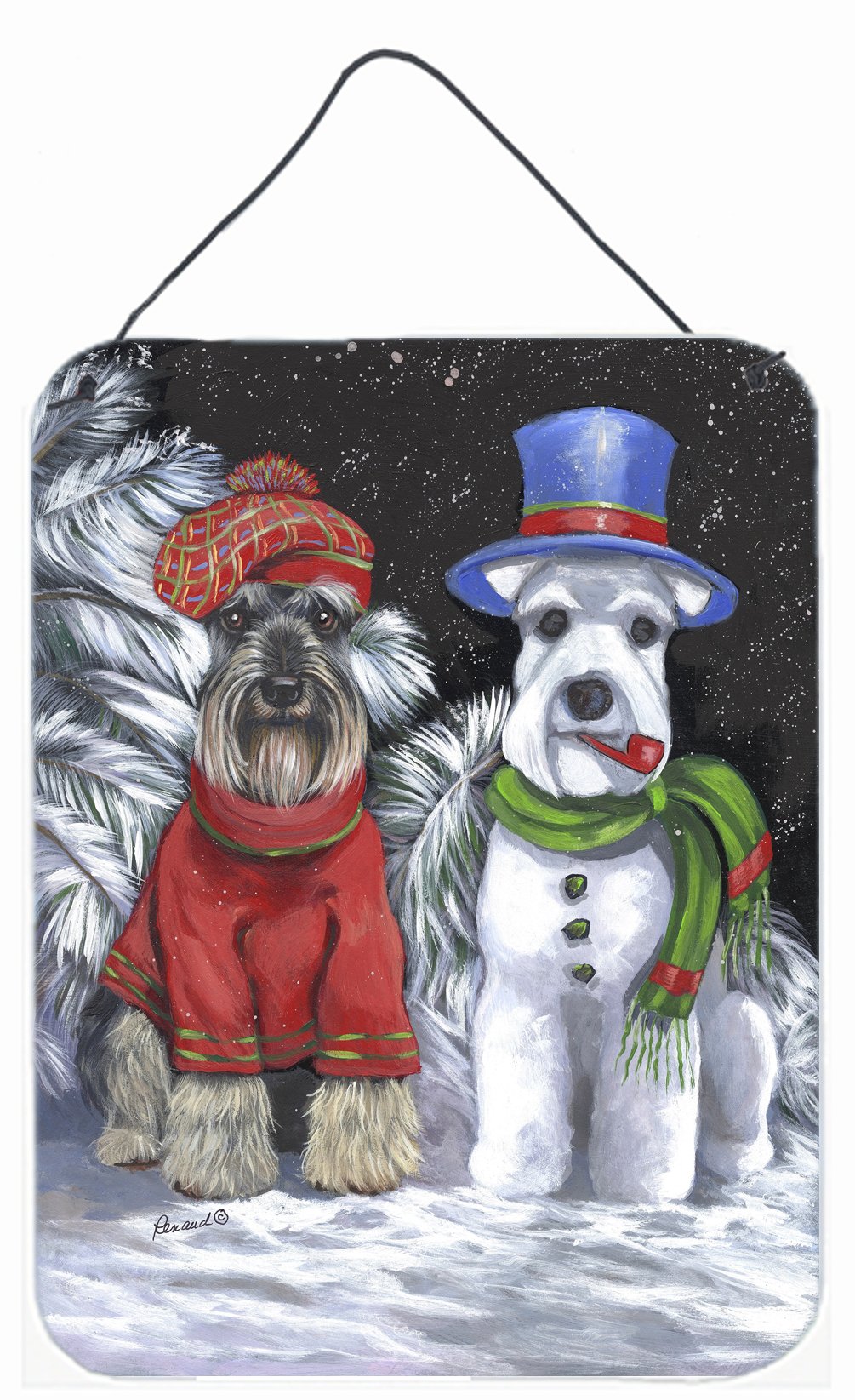 Buy this Schnauzer Christmas Snow Dog Wall or Door Hanging Prints PPP3165DS1216