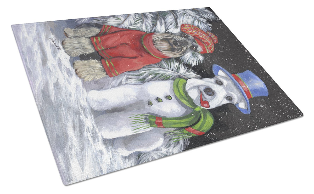 Schnauzer Christmas Snow Dog Glass Cutting Board Large PPP3165LCB by Caroline&#39;s Treasures