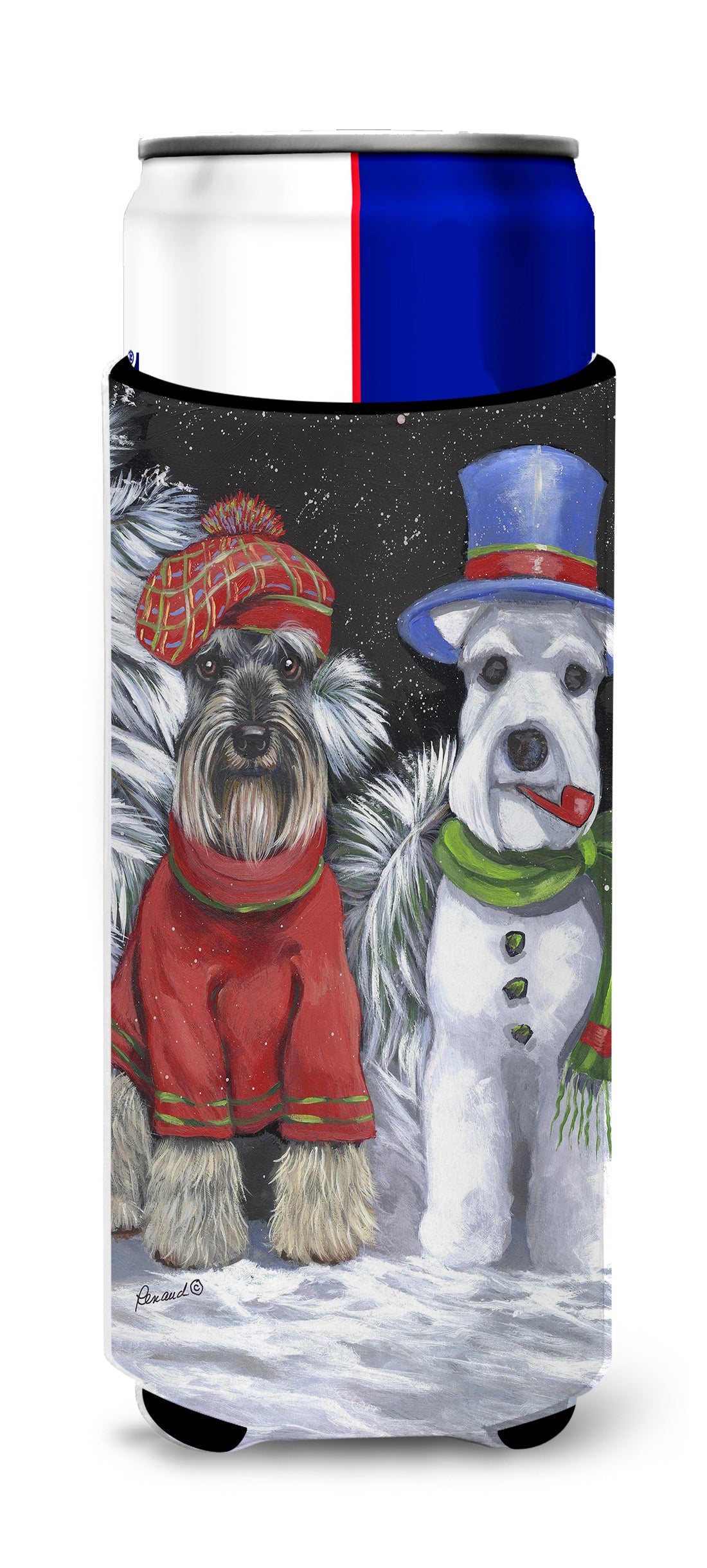 Schnauzer Christmas Snow Dog Ultra Hugger for slim cans PPP3165MUK  the-store.com.