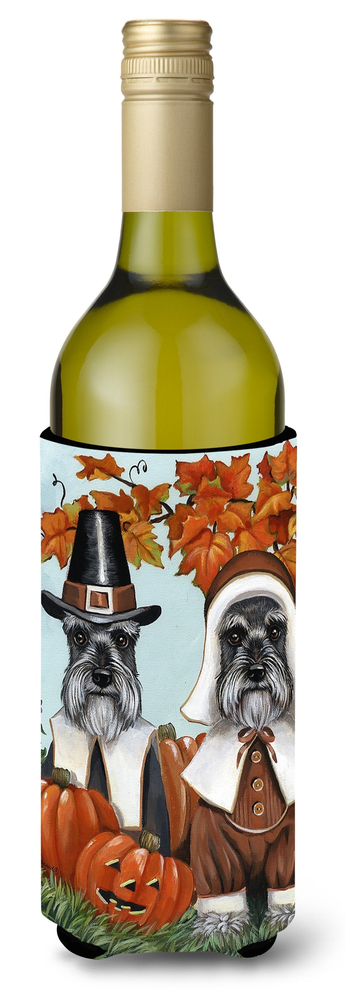 Schnauzer Thanksgiving Pilgrims Wine Bottle Hugger PPP3167LITERK by Caroline&#39;s Treasures