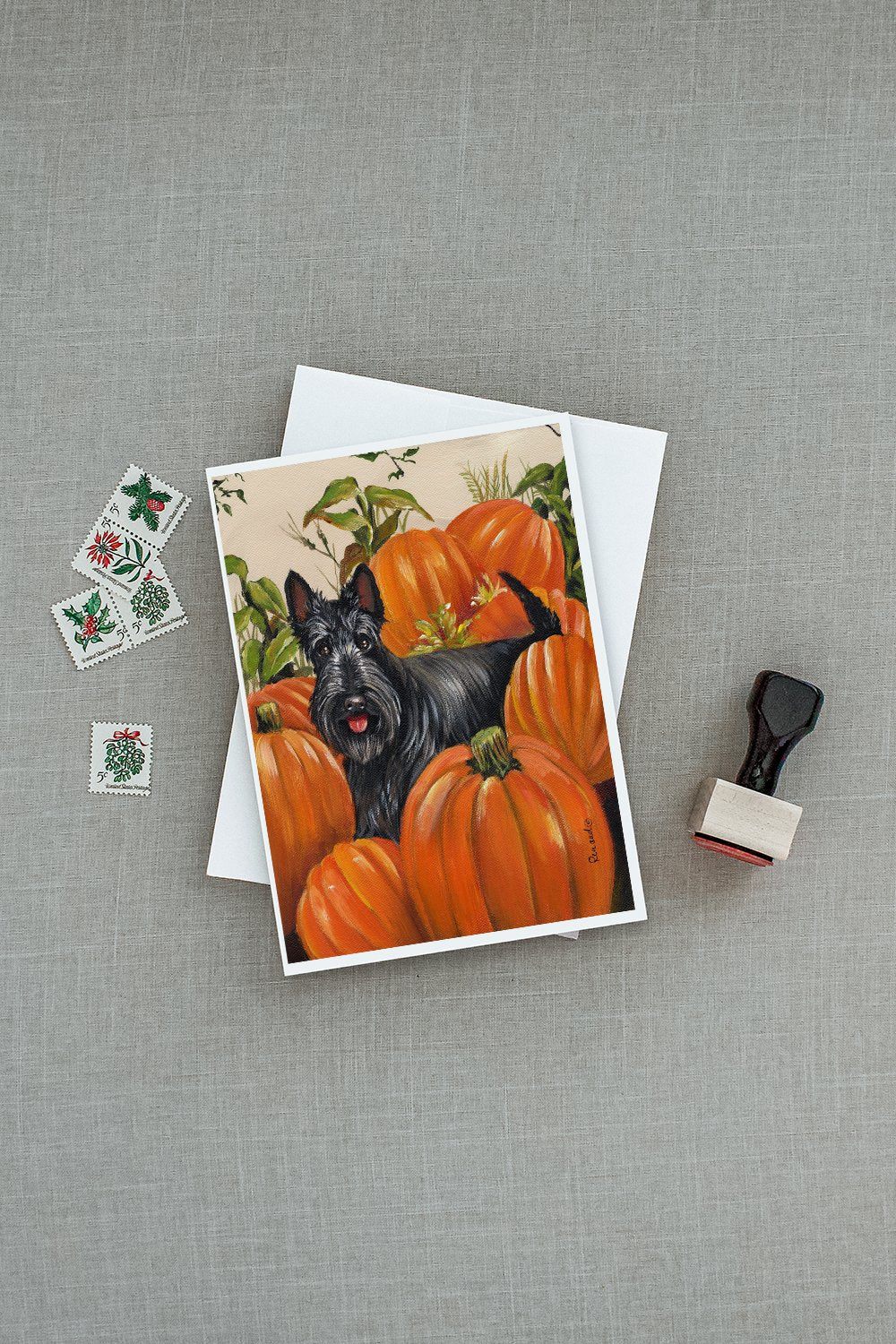 Scottish Terrier Scottie Pumpkins Greeting Cards and Envelopes Pack of 8 - the-store.com