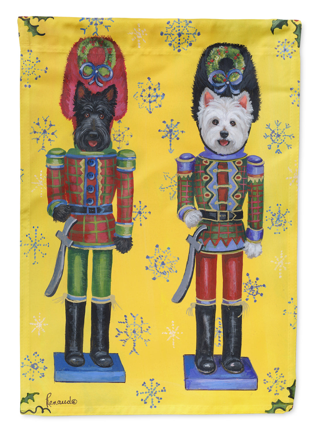 Scottie and Westie Christmas Nutcrackers Flag Canvas House Size PPP3169CHF