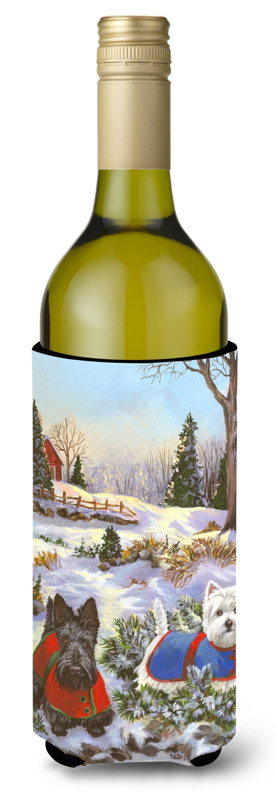Scottie and Westie Christmas Pine Hill Wine Bottle Hugger PPP3170LITERK by Caroline&#39;s Treasures