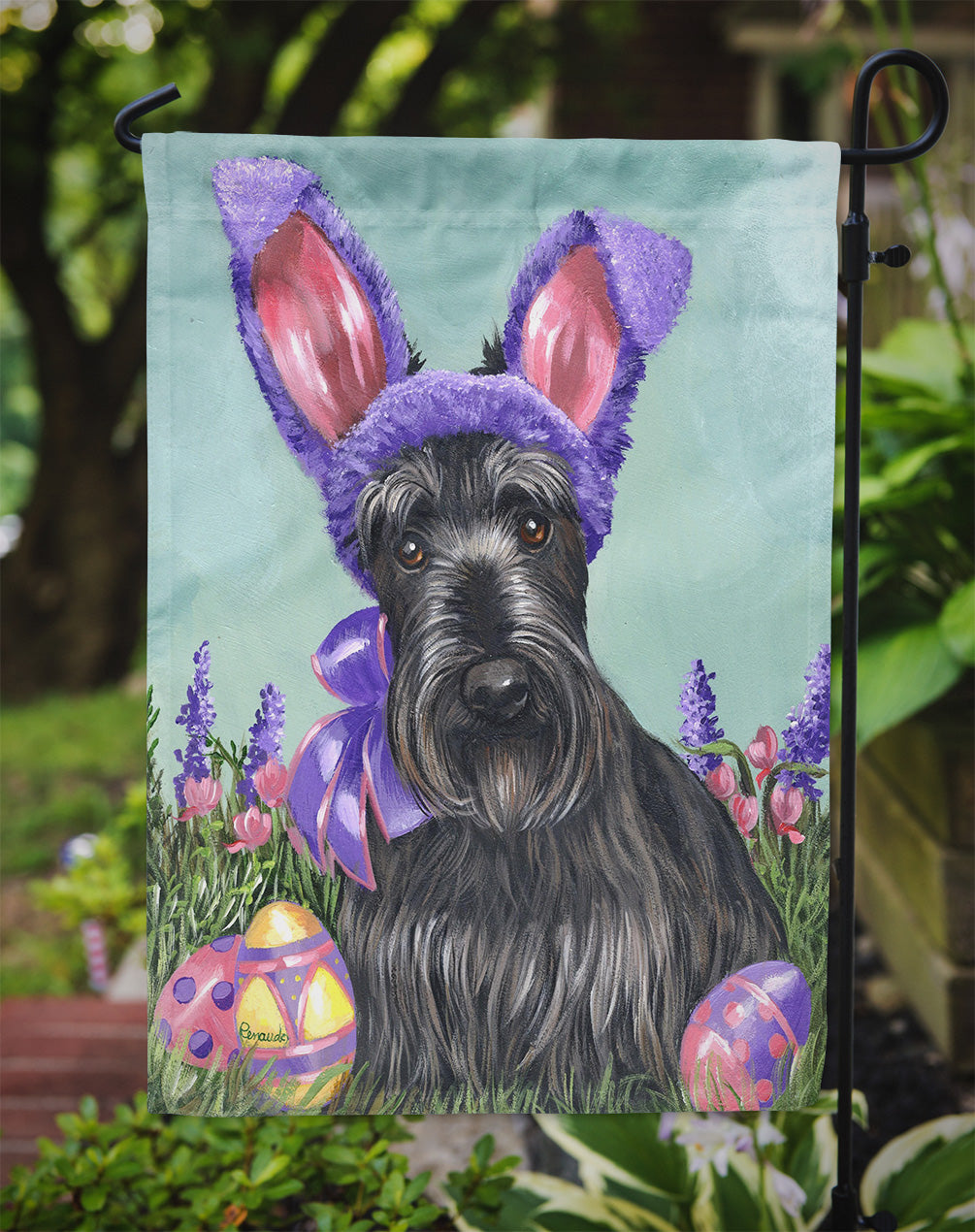 Scottie Easter Bunny Flag Garden Size PPP3172GF  the-store.com.