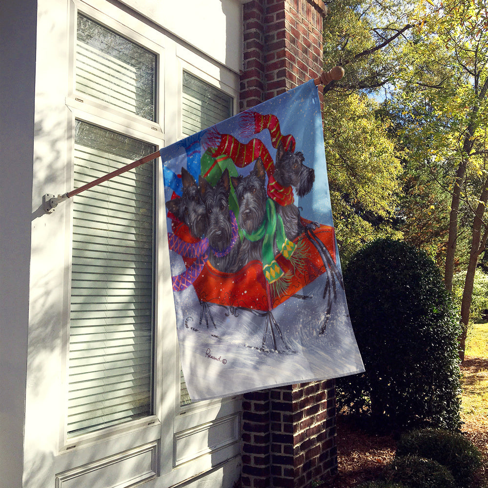 Caroline's Treasures Scottie Christmas Dashing Flag Canvas House Size PPP3174CHF