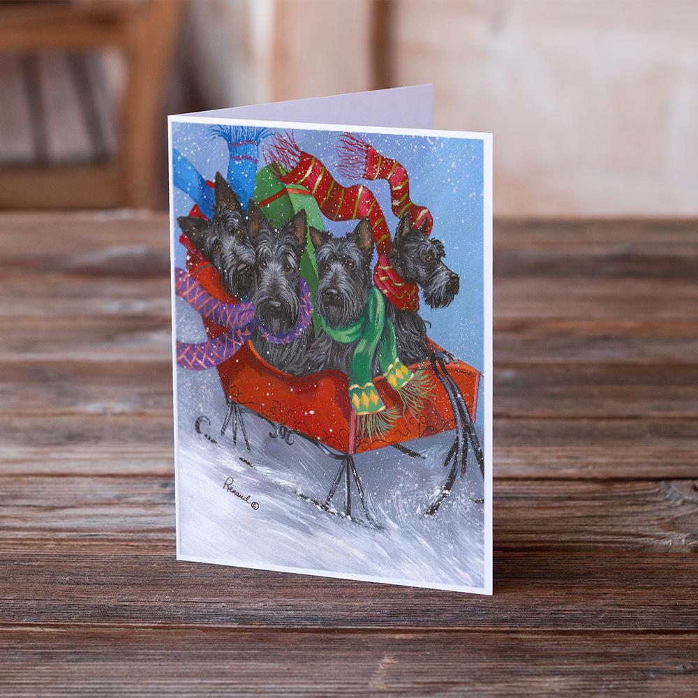 Scottie Christmas Dashing Greeting Cards and Envelopes Pack of 8 - the-store.com