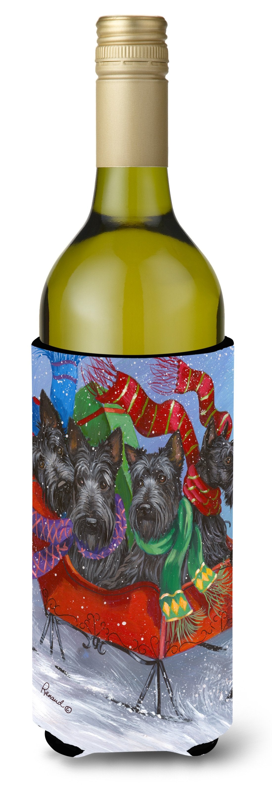 Scottie Christmas Dashing Wine Bottle Hugger PPP3174LITERK by Caroline&#39;s Treasures