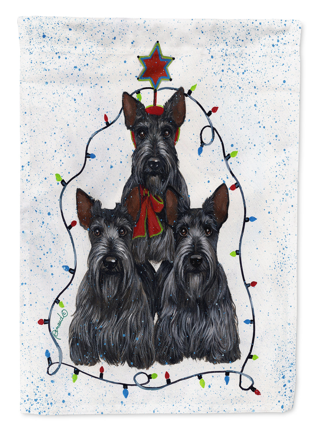 Scottie Christmas Family Tree Flag Canvas House Size PPP3176CHF