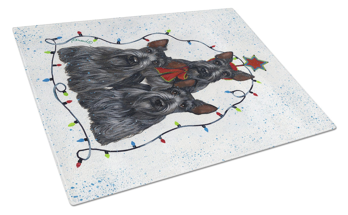 Scottie Christmas Family Tree Glass Cutting Board Large PPP3176LCB by Caroline&#39;s Treasures
