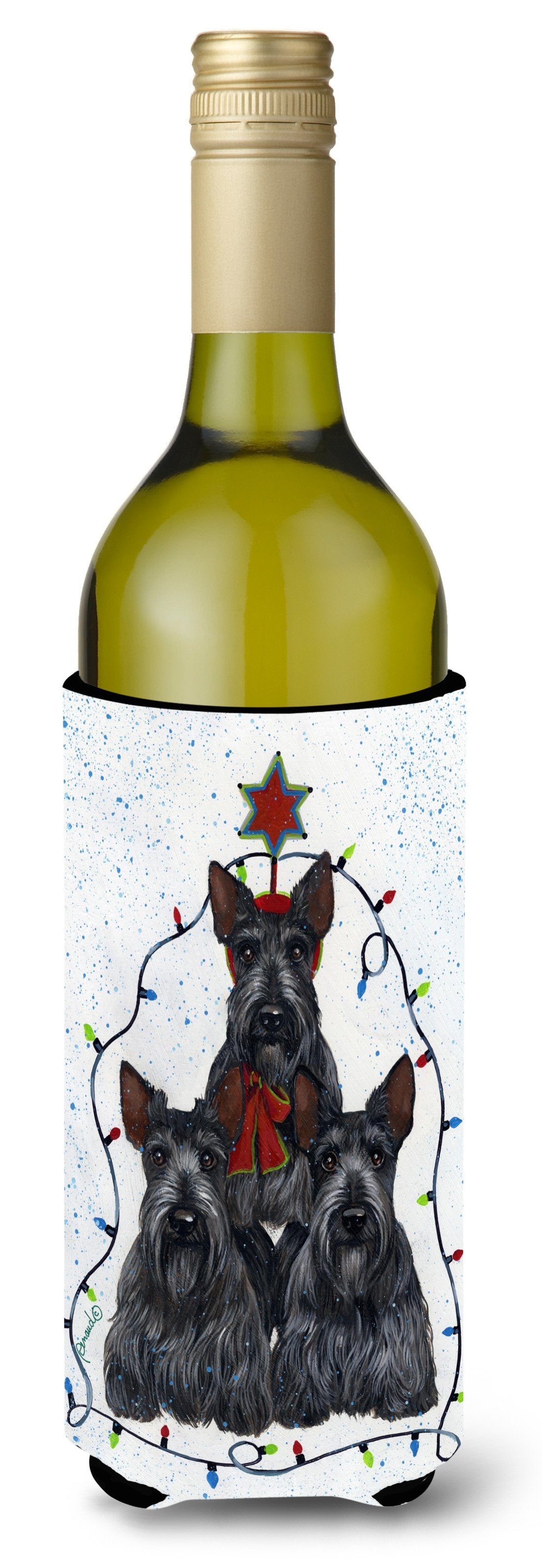 Scottie Christmas Family Tree Wine Bottle Hugger PPP3176LITERK by Caroline&#39;s Treasures