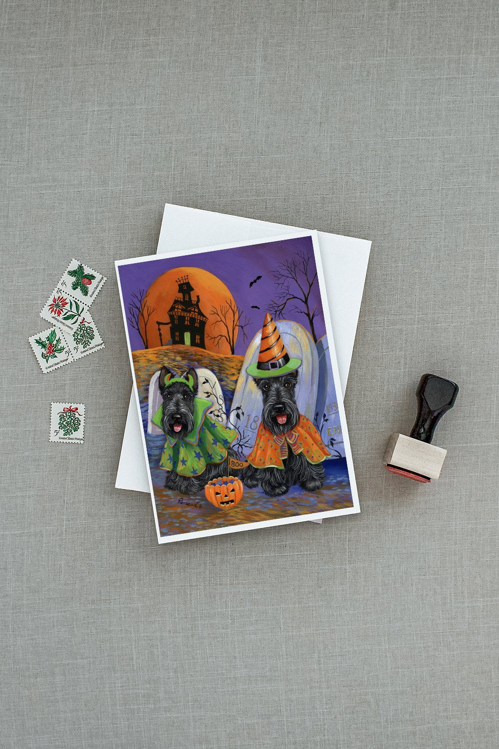 Scottie Halloween Haunted House Greeting Cards and Envelopes Pack of 8 - the-store.com