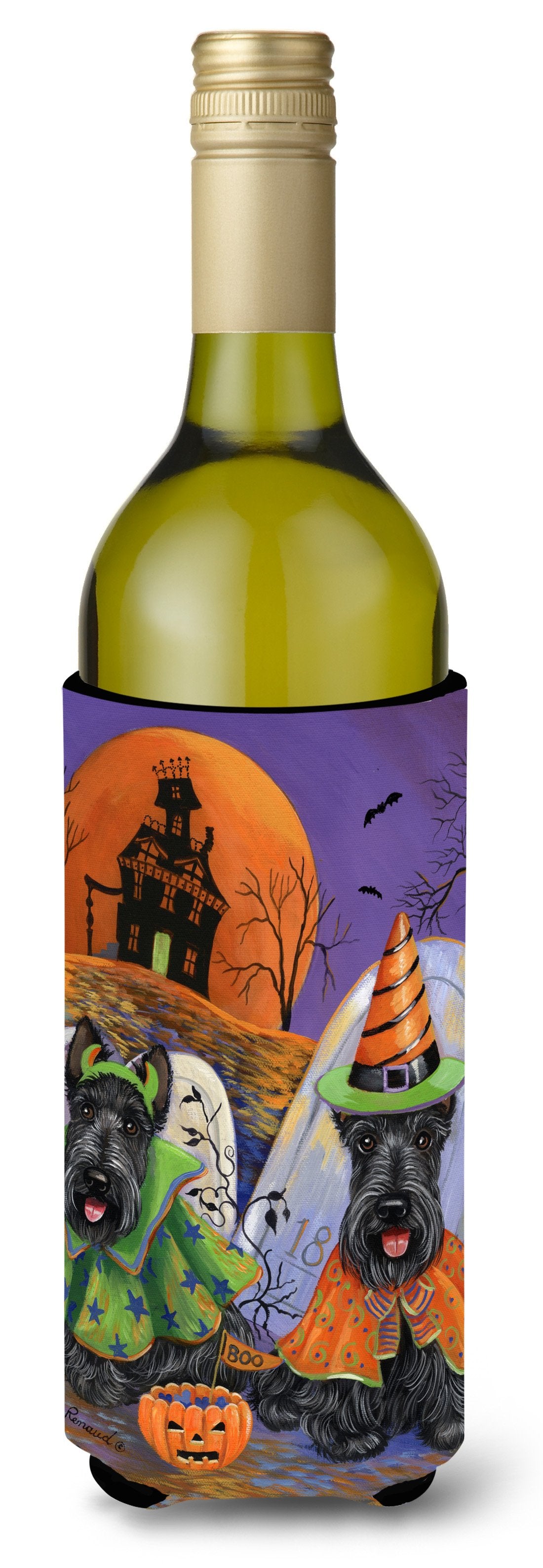 Scottie Halloween Haunted House Wine Bottle Hugger PPP3177LITERK by Caroline&#39;s Treasures