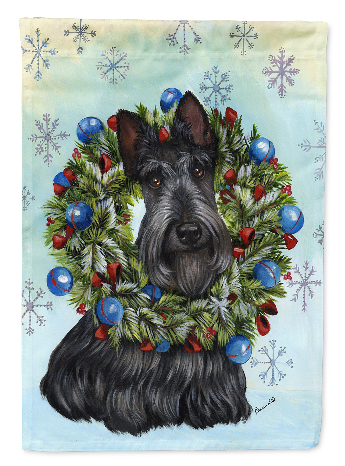 Scottie Christmas Snowflake Flag Canvas House Size PPP3181CHF