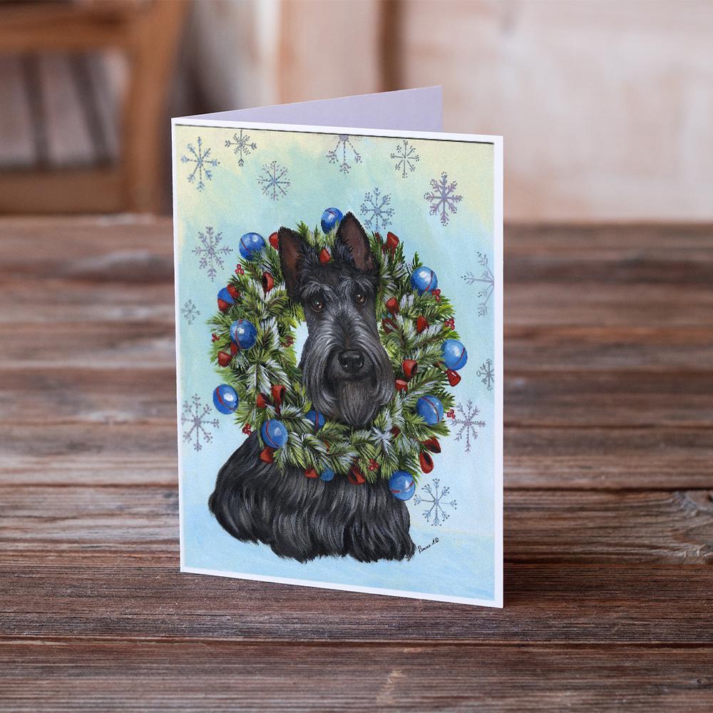 Scottie Christmas Snowflake Greeting Cards and Envelopes Pack of 8 - the-store.com