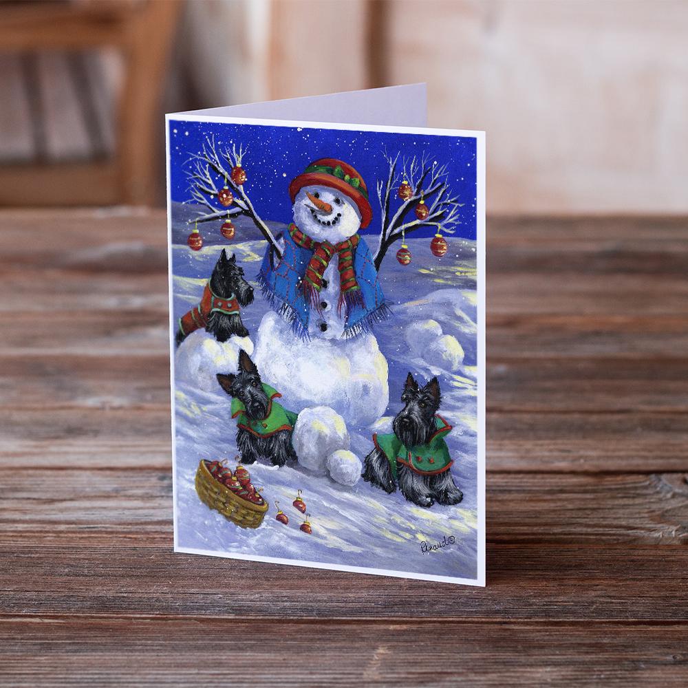 Scottie Christmas Snowman Greeting Cards and Envelopes Pack of 8 - the-store.com