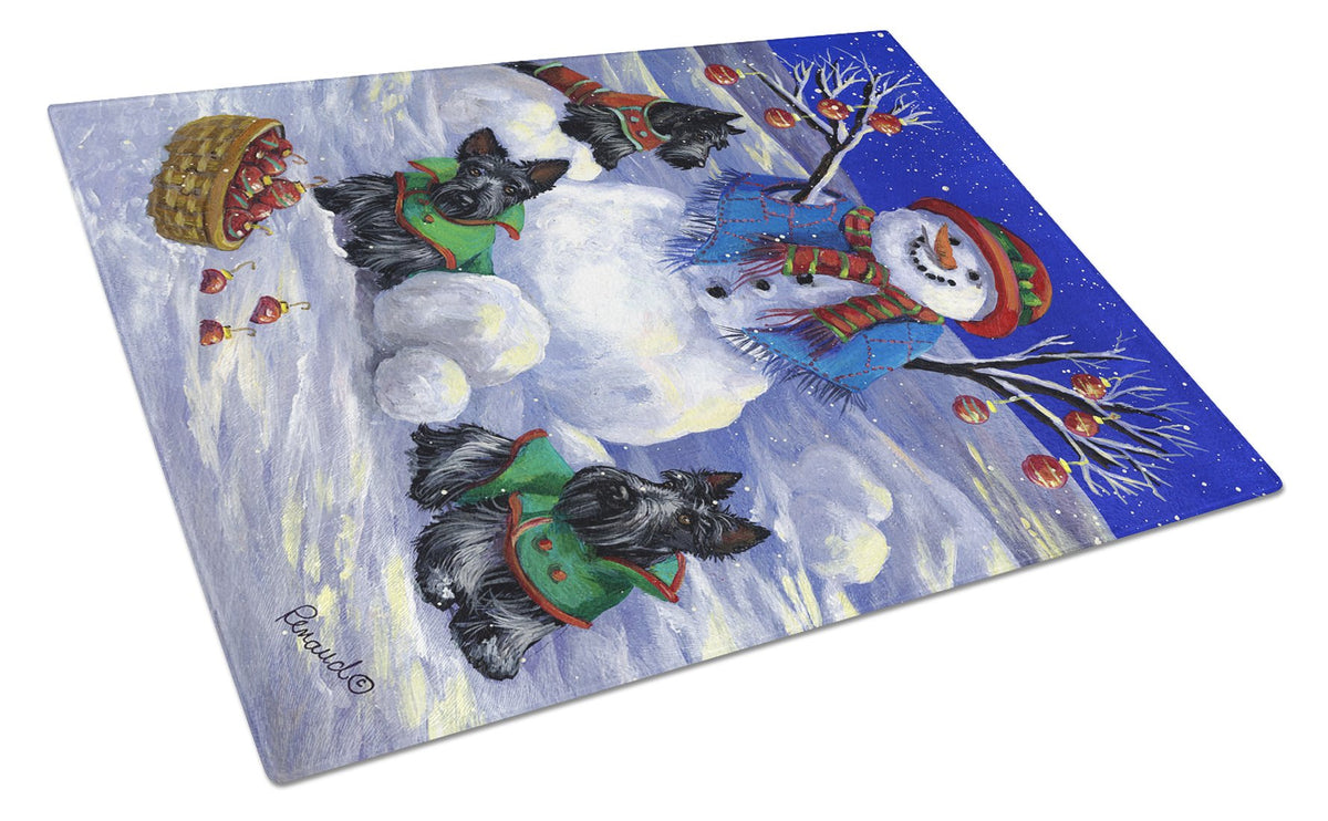 Scottie Christmas Snowman Glass Cutting Board Large PPP3184LCB by Caroline&#39;s Treasures