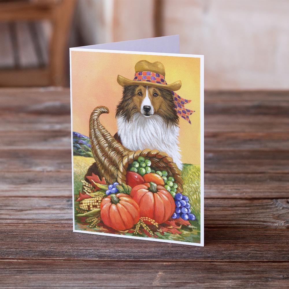 Sheltie Autumn Greeting Cards and Envelopes Pack of 8 - the-store.com