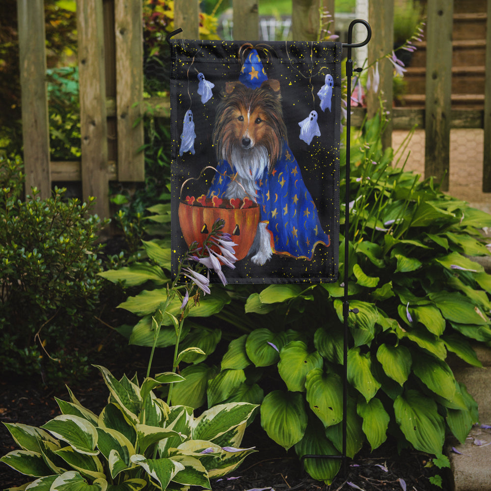 Caroline's Treasures Sheltie Halloween Witch Garden Flag – Decorative Outdoor Yard Flag PPP3186GF