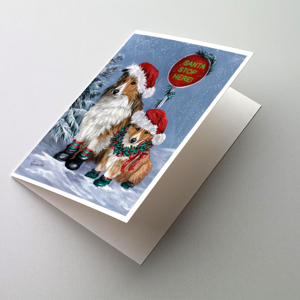 Buy this Sheltie Christmas Santa Stop Greeting Cards and Envelopes Pack of 8
