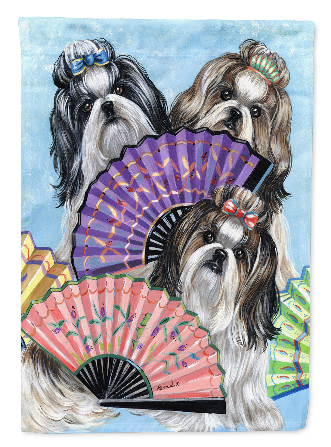 Caroline's Treasures Shih Tzu Top Fans Flag Canvas House Size PPP3190CHF