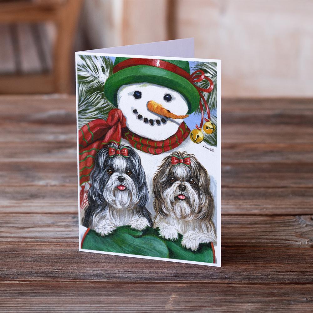 Shih Tzu Christmas Snowman Greeting Cards and Envelopes Pack of 8 - the-store.com