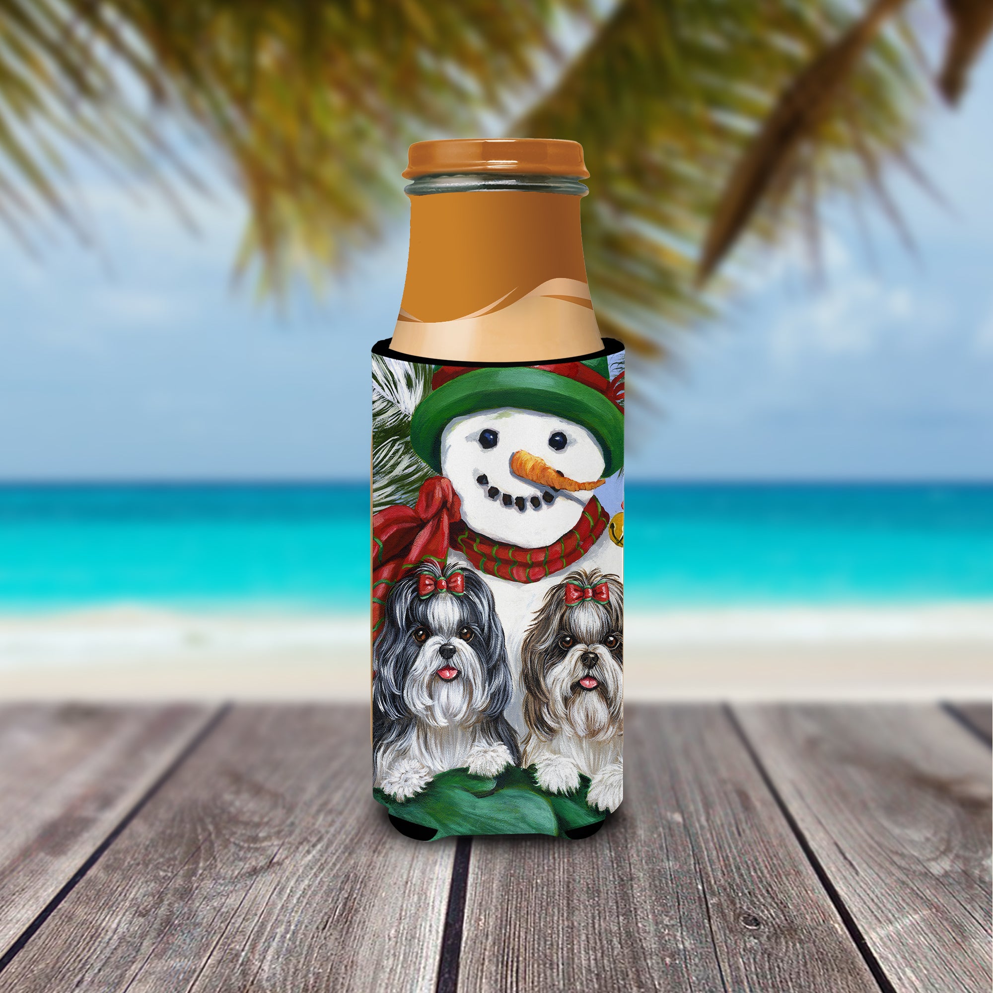 Shih Tzu Christmas Snowman Ultra Hugger for slim cans PPP3191MUK  the-store.com.