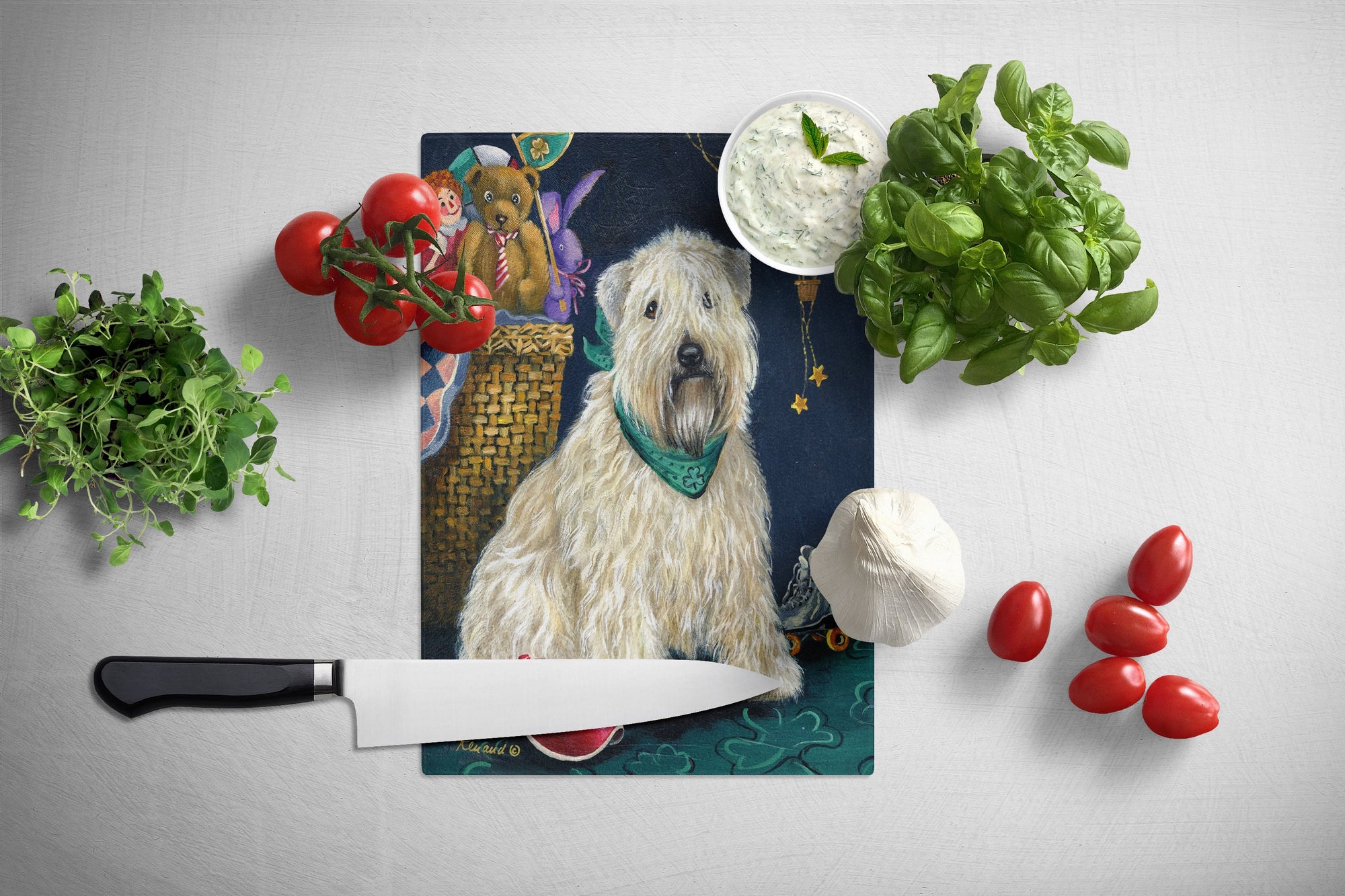 Wheaten Terrier Playroom Glass Cutting Board Large PPP3193LCB by Caroline's Treasures