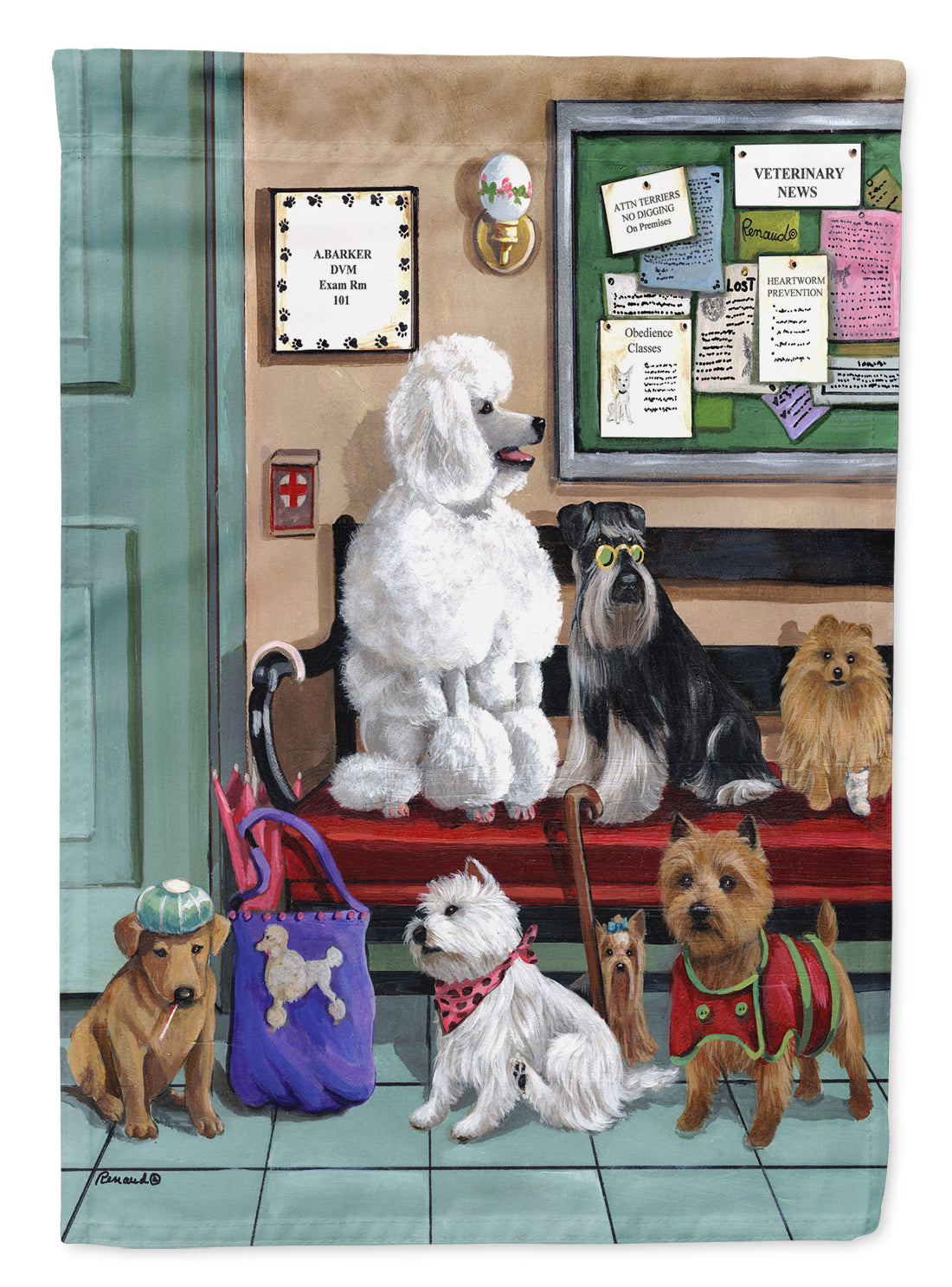 Dogs Vet Visit Flag Canvas House Size PPP3196CHF  the-store.com.