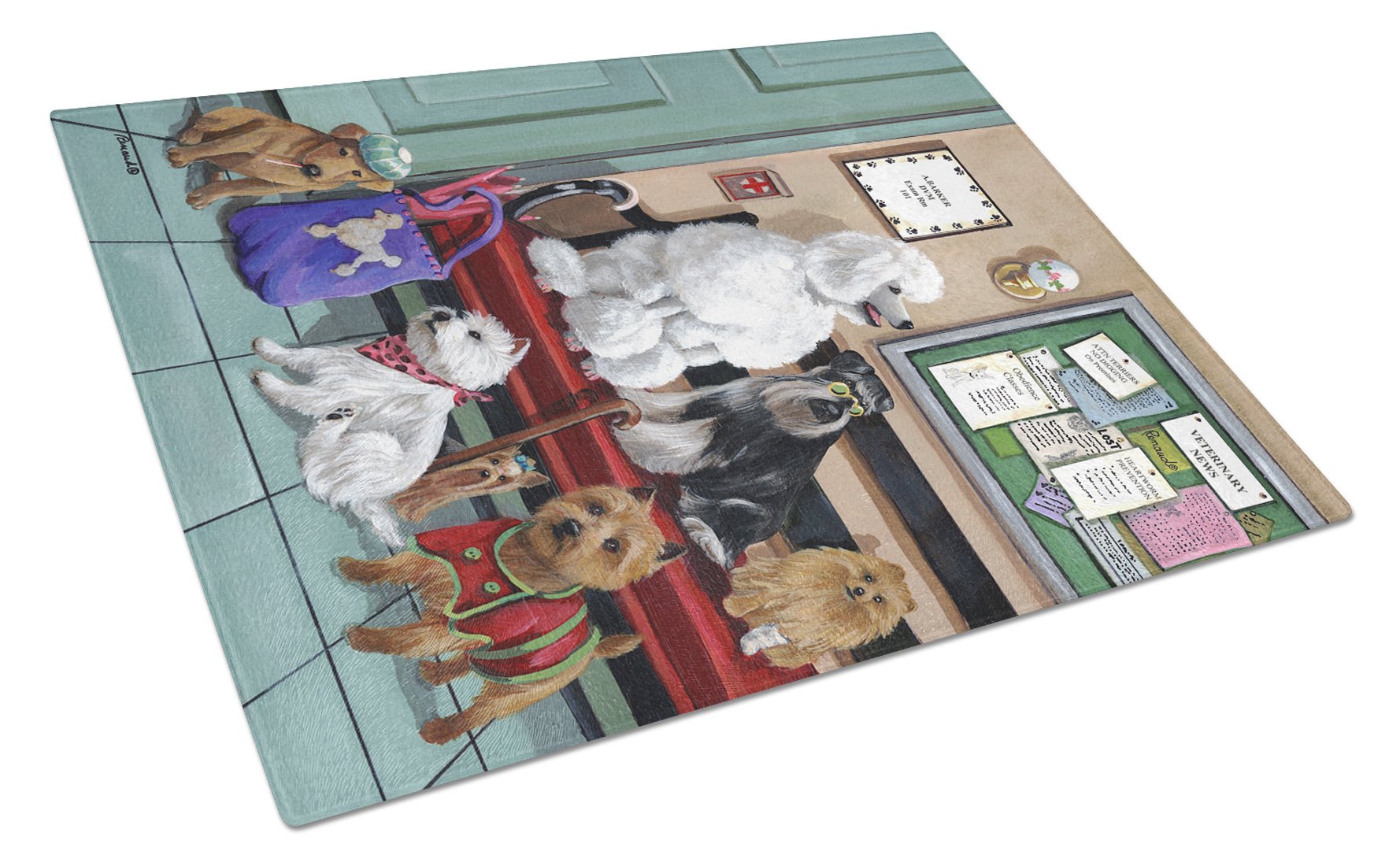 Dogs Vet Visit Glass Cutting Board Large PPP3196LCB by Caroline's Treasures