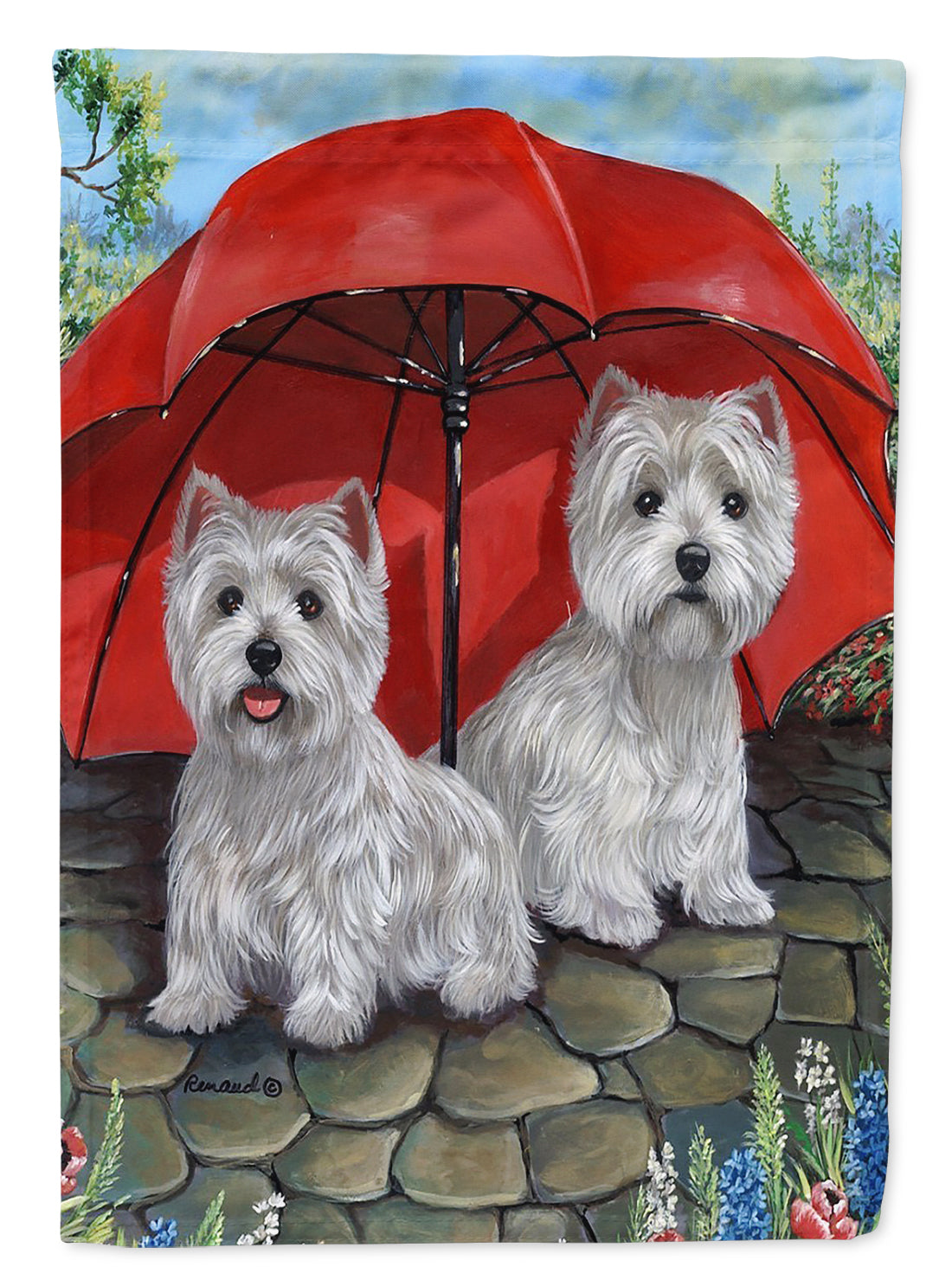 Westie April Showers Flag Canvas House Size PPP3198CHF
